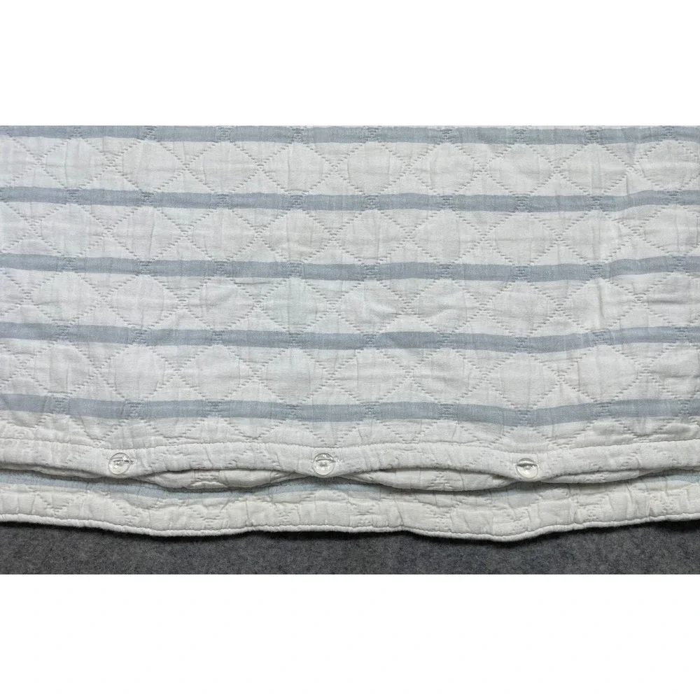 2 Pine Cone Hill Euro Shams Blue Ivory Striped Quilted